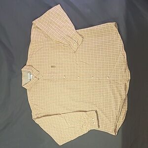 COLUMBIA Button Down Shirt XL Men's Long Sleeve Tan Plaid Chest Pocket